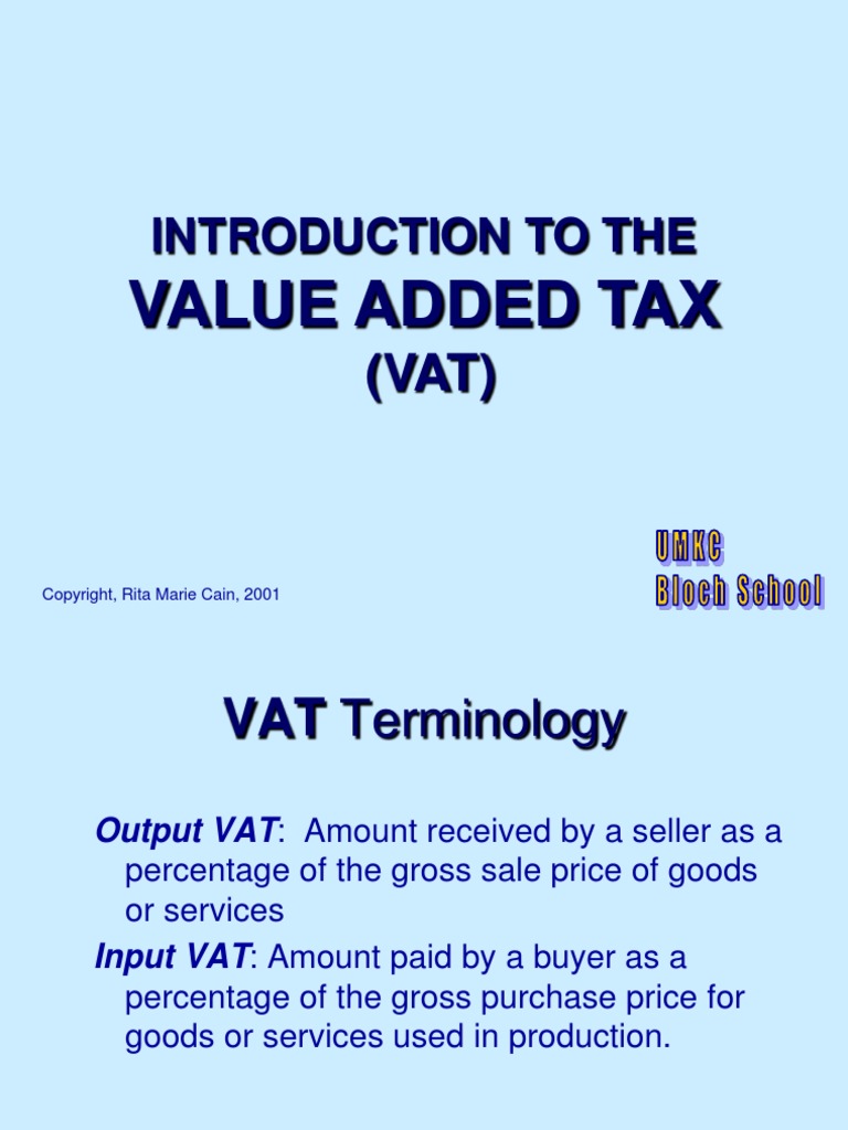 VAT Value Added Tax Sales