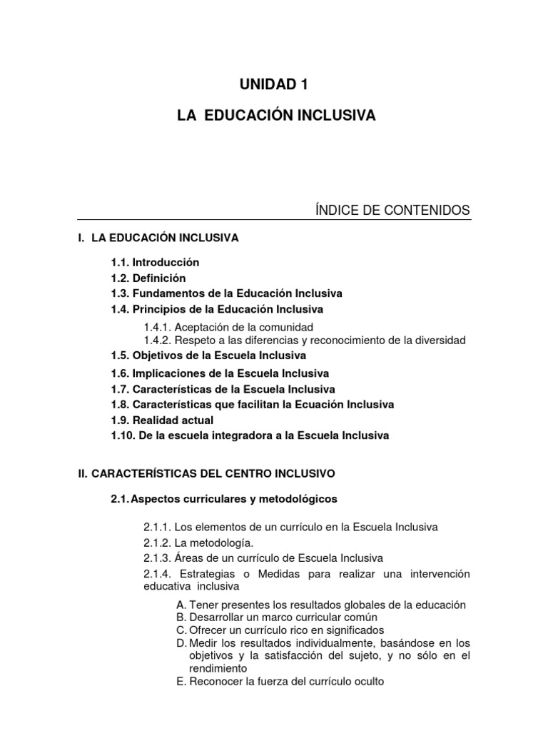 Características de la Educación Inclusiva | PDF | Plan de estudios ...