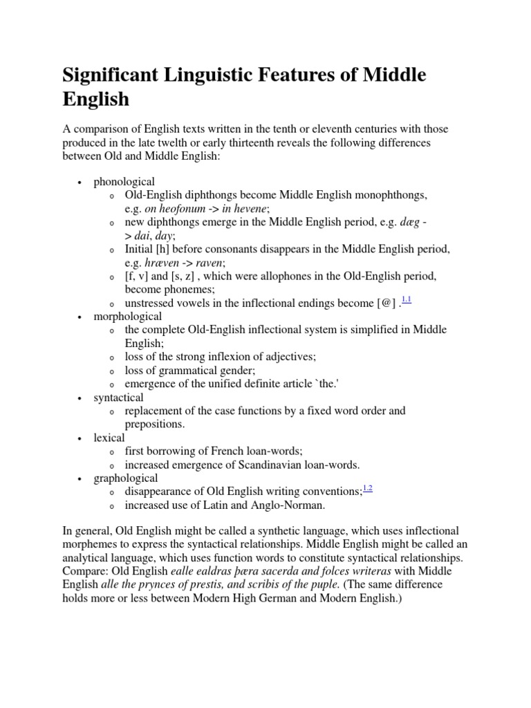 Linguistic Features of Middle English | PDF | English Language ...