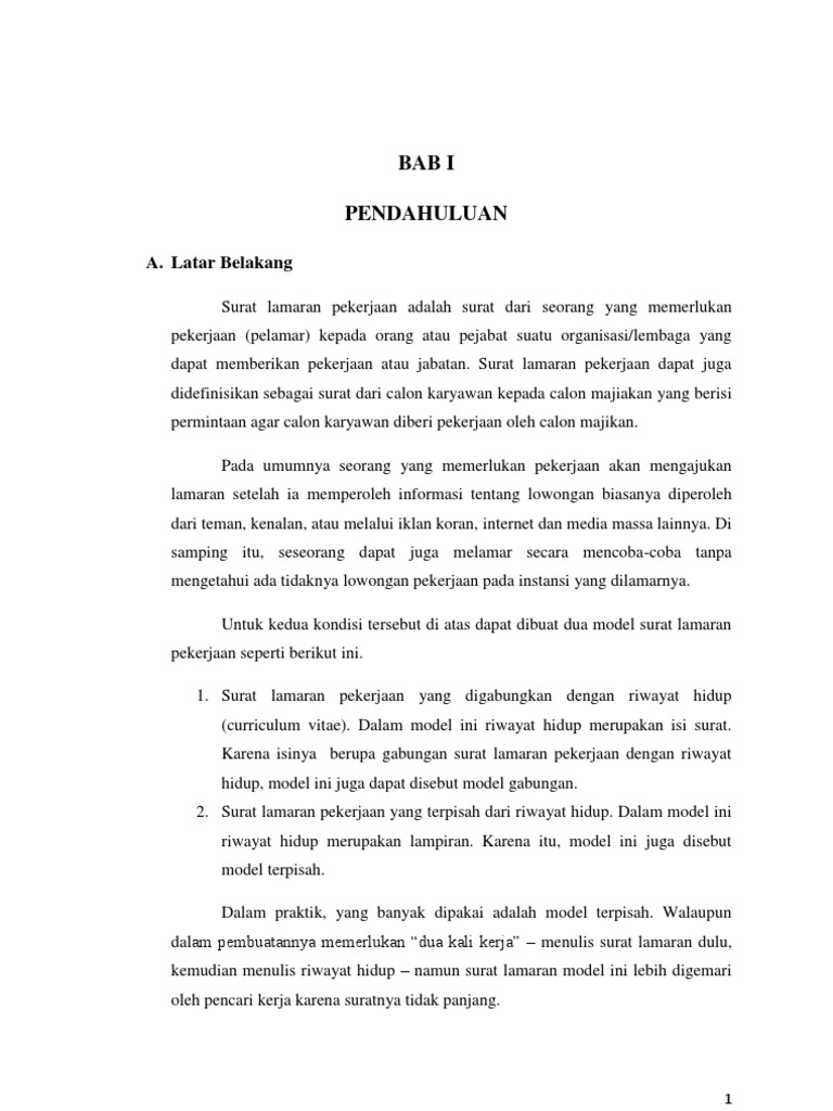 Makalah Tentang Surat Lamaran Pekerjaan