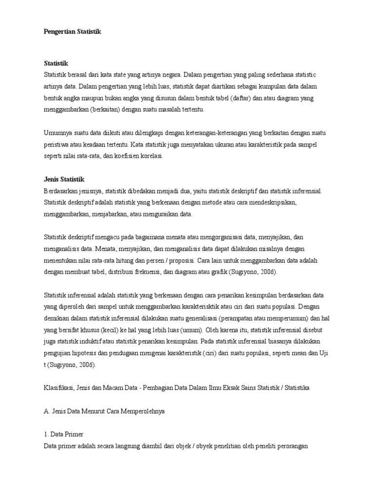 Pengertian Statistik