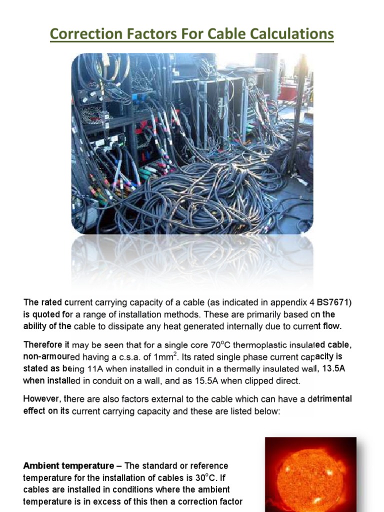 Cable Correction Factors Fuse (Electrical) Building Insulation