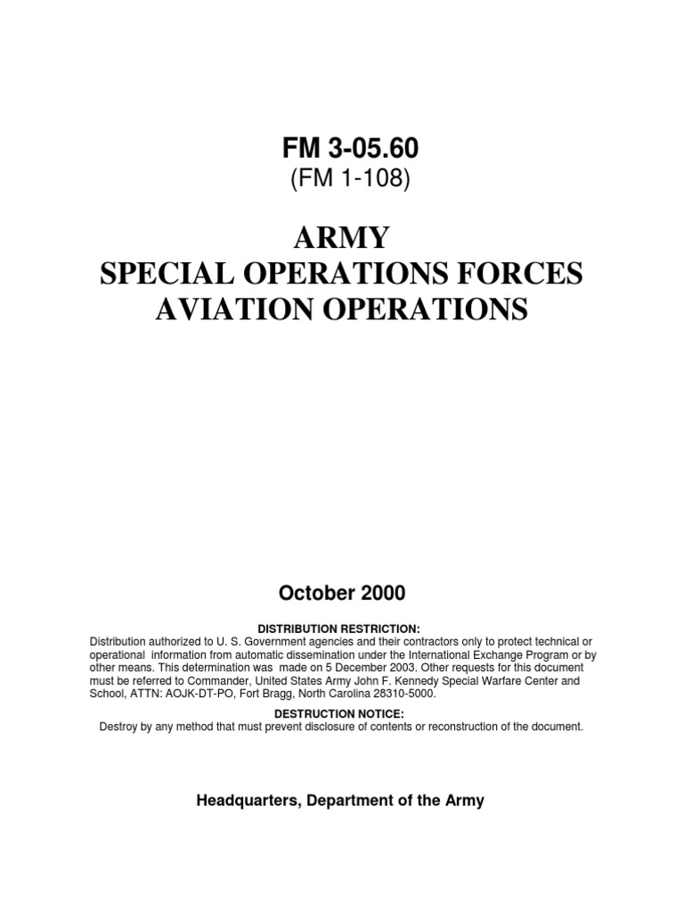 Army Special Operations Aviation Manual | PDF