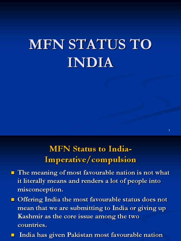Mfn Status By India | MFN status to India – EFBUXL