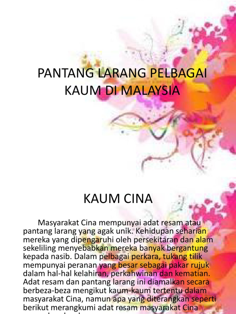 Pantang Larang Pelbagai Kaum Di Malaysia Pdf