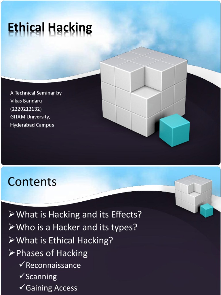 Ethical Hacking Seminar Overview | PDF | Security Hacker | White Hat ...