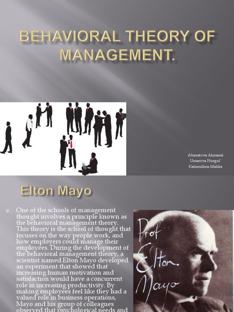 Behavioral Theory of Management | PDF | Motivation | Motivational