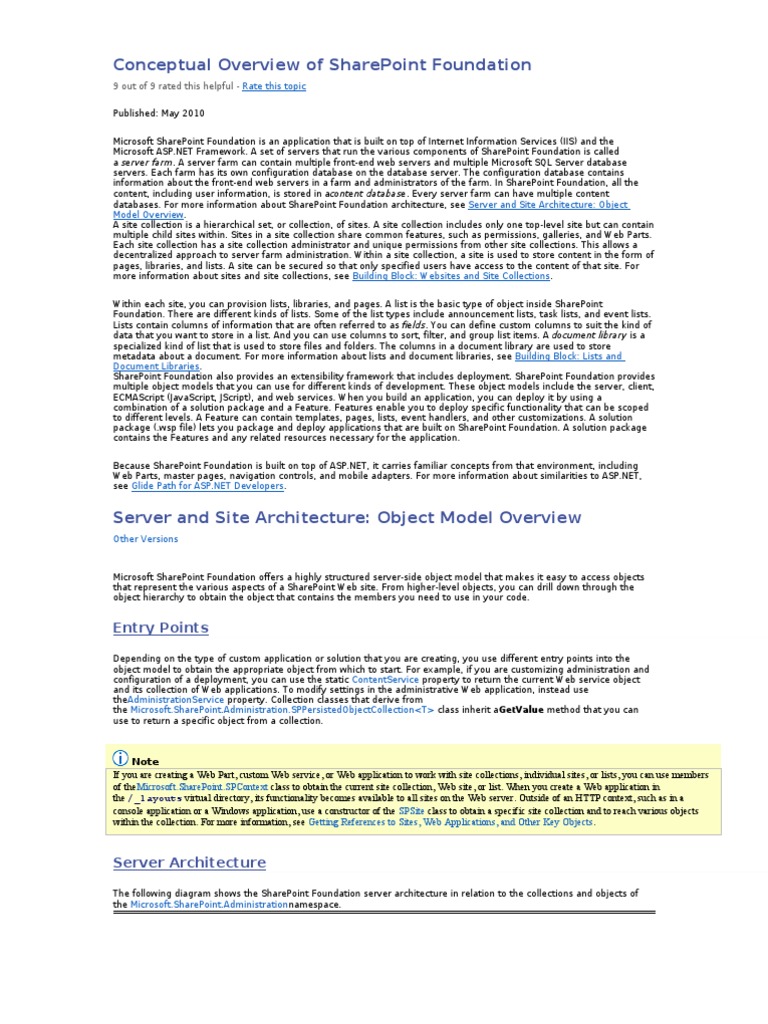 Conceptual Overview of SharePoint Foundation | PDF | Share Point | Websites