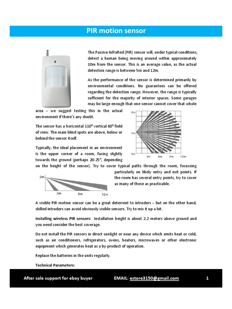 PIR Motion Sensor Installation Guide | PDF