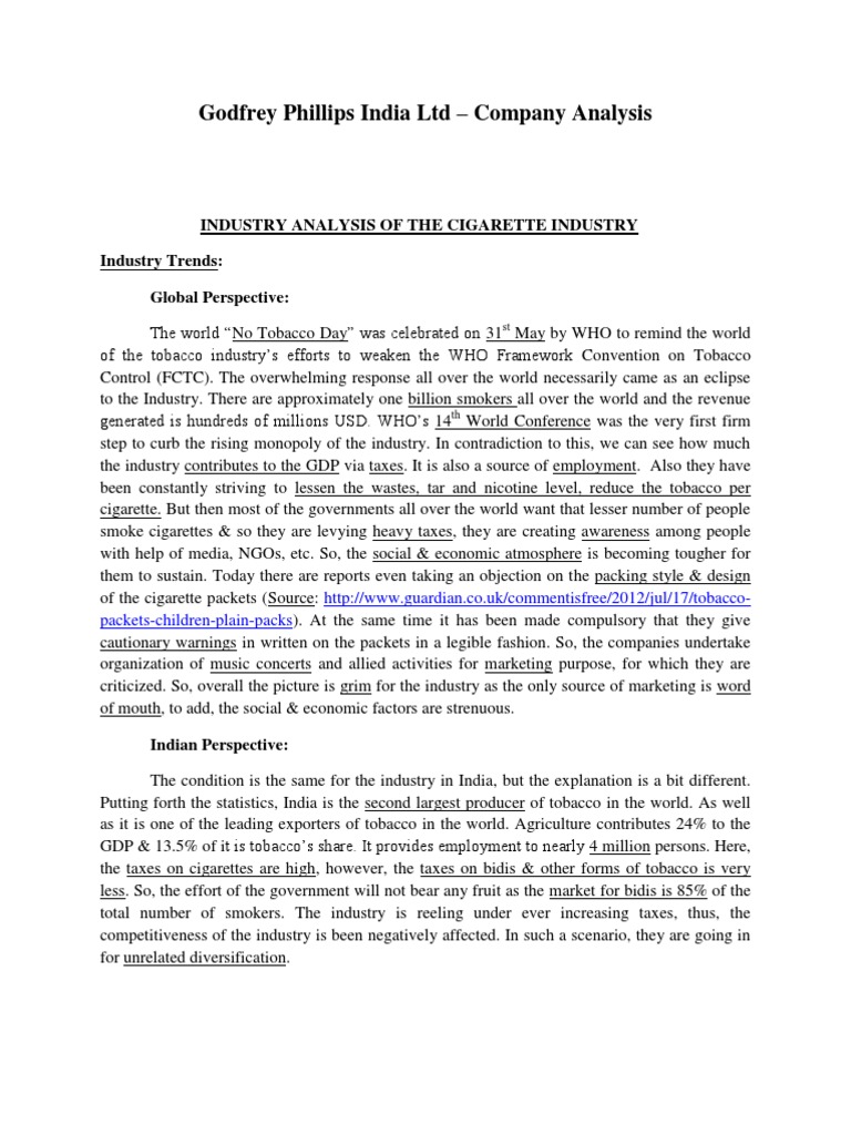 Godfrey Phillips India Ltd: Market Analysis | PDF | Cigarette | Tobacco