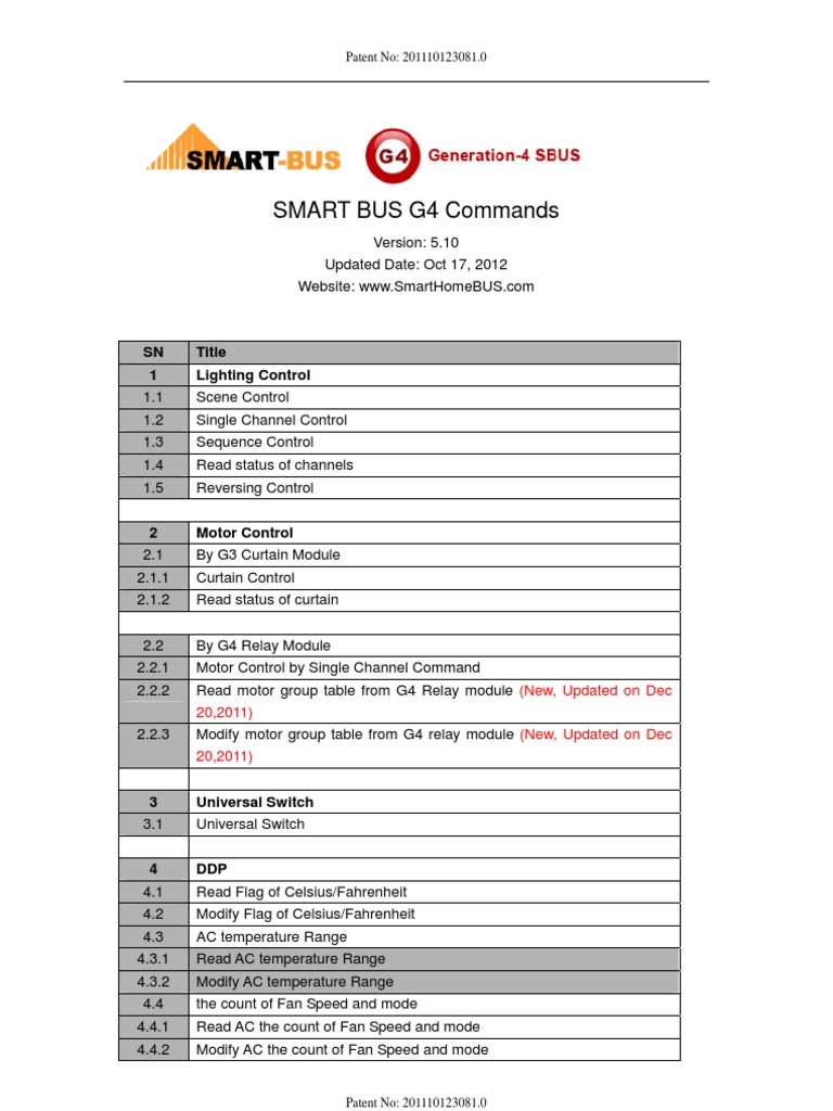 Smart Bus G4 Command Protocol Guide | PDF | Bit | Flash Memory