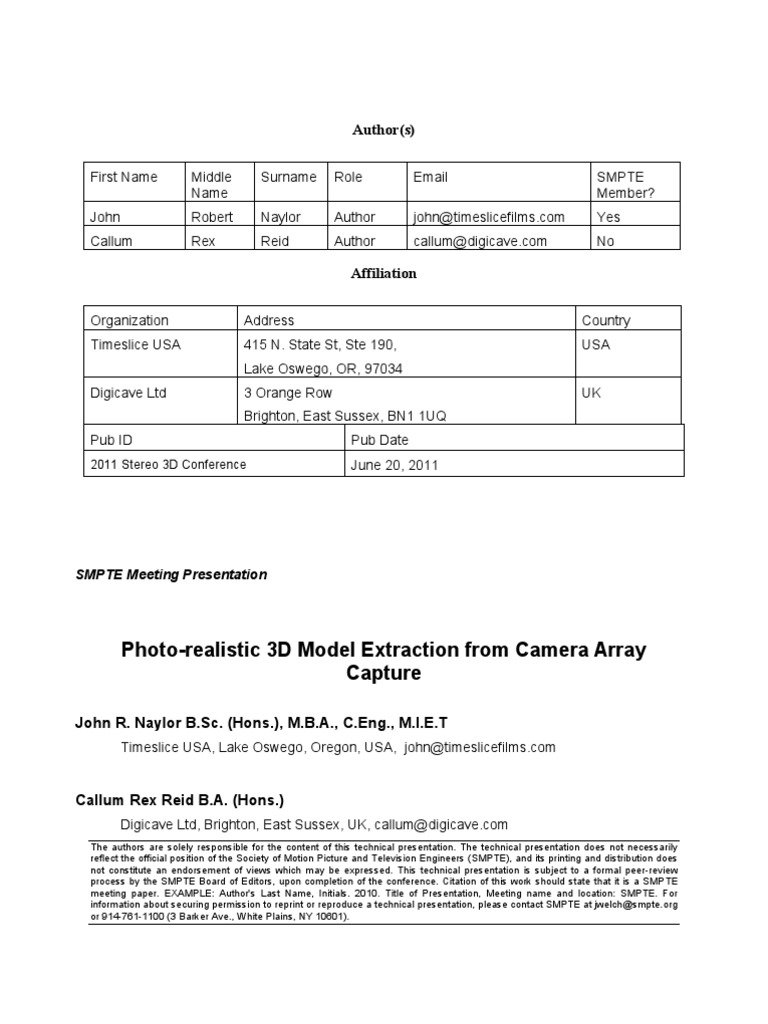 Photorealistic 3D Capture Techniques | PDF | Stereoscopy | Image Scanner