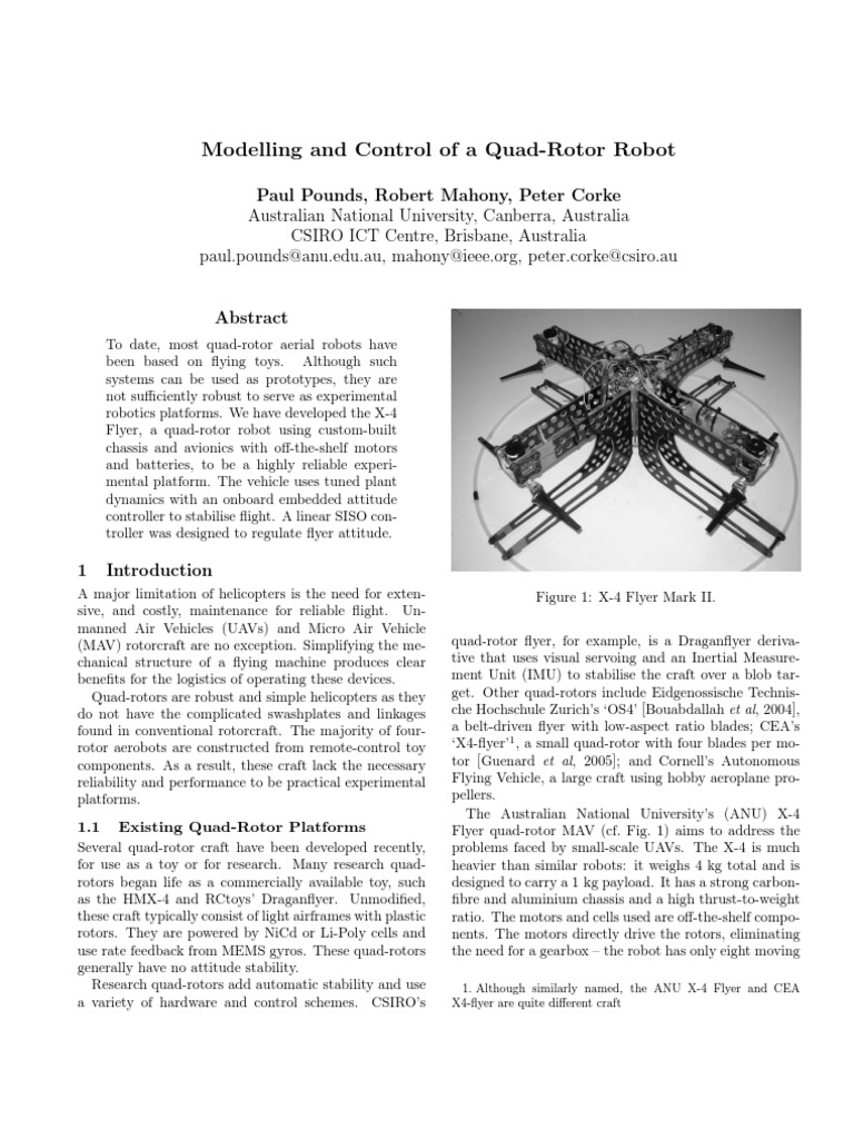 Control of A Quadcopter Robot | PDF | Helicopter Rotor | Electric Motor