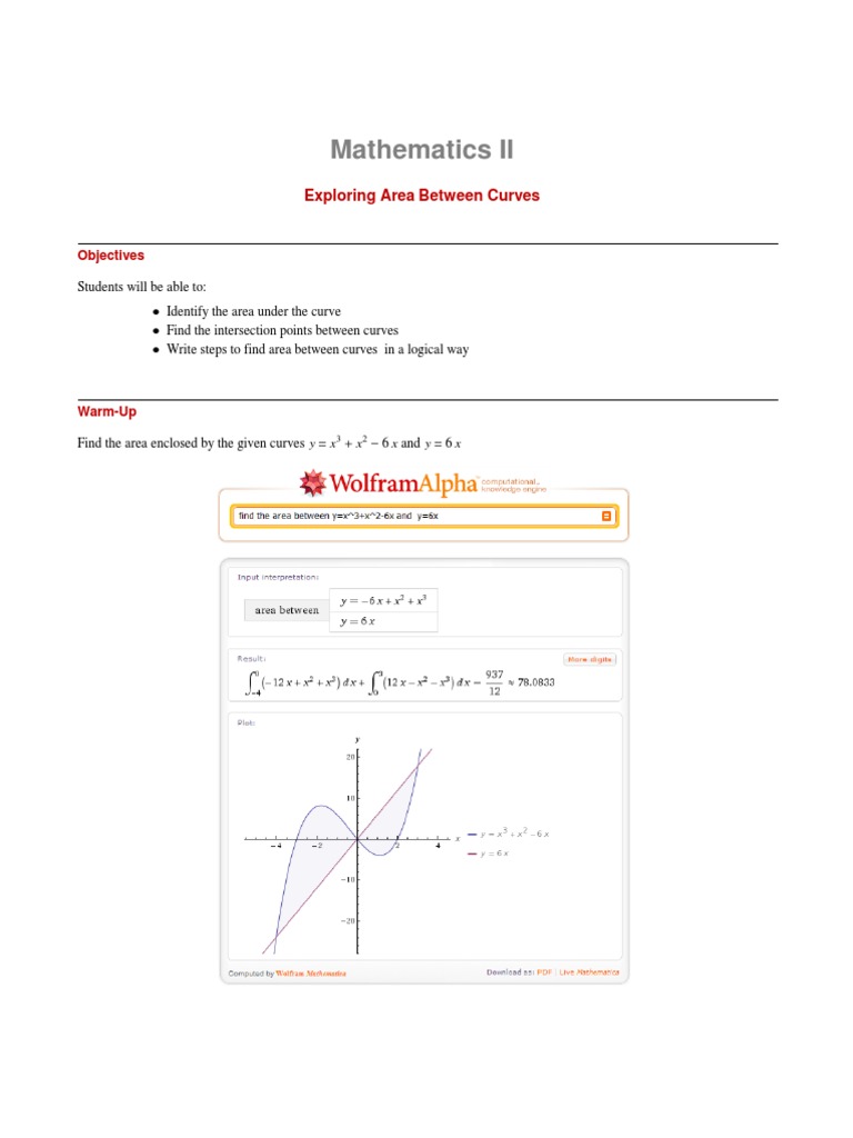 Area Between Two Curves Explained | PDF | Teaching Methods & Materials ...