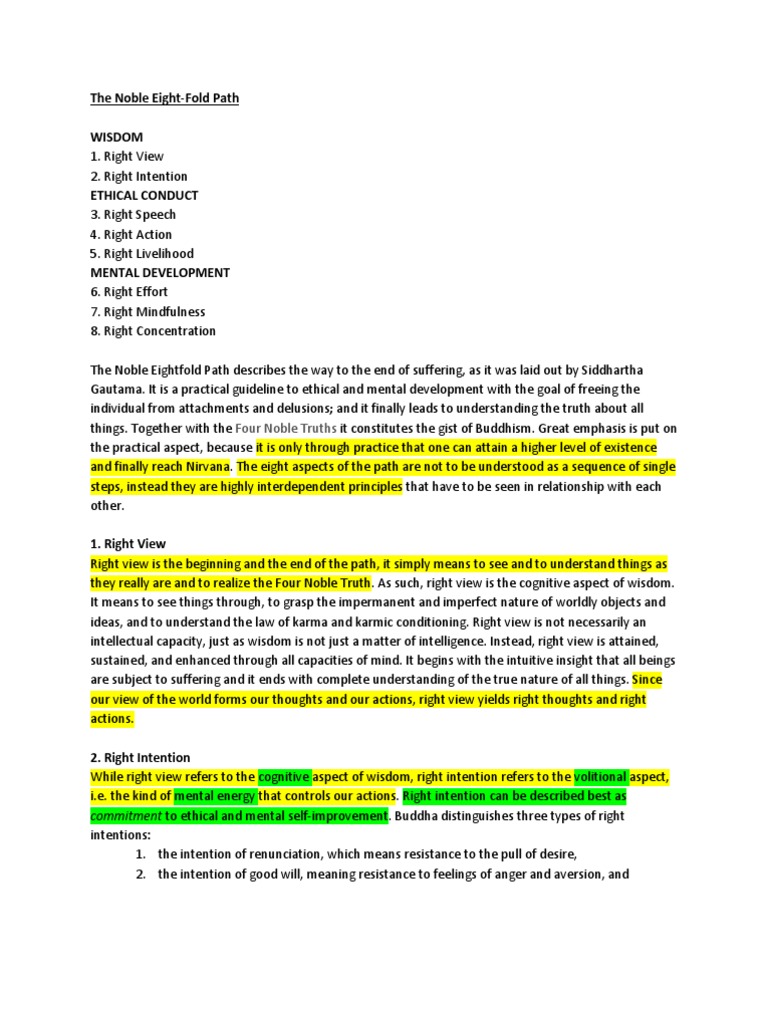 Understanding the Noble Eightfold Path | PDF | Noble Eightfold Path ...