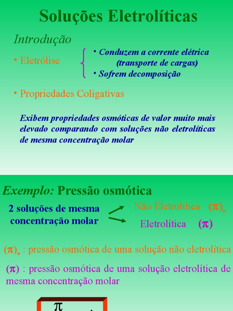 Propriedades de Soluções Eletrolíticas | PDF | Eletrólito | Solução