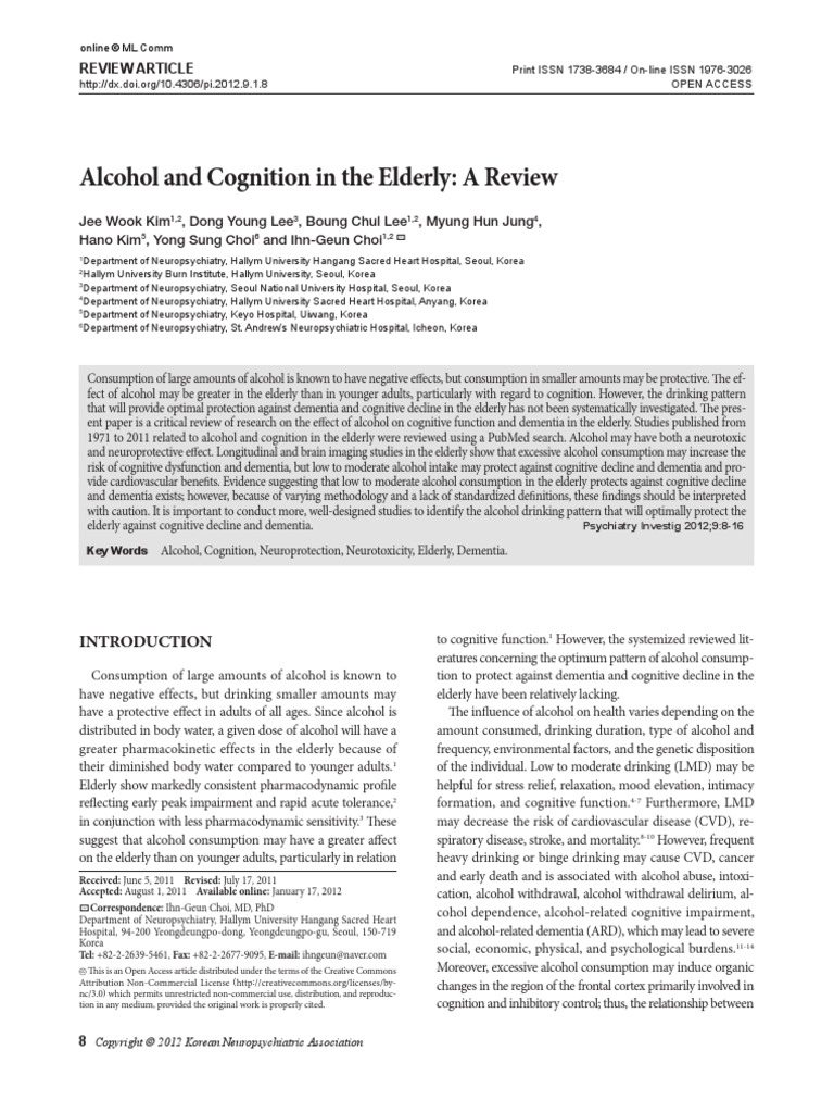 Alcohol and Cognition | PDF | Long Term Effects Of Alcohol Consumption ...