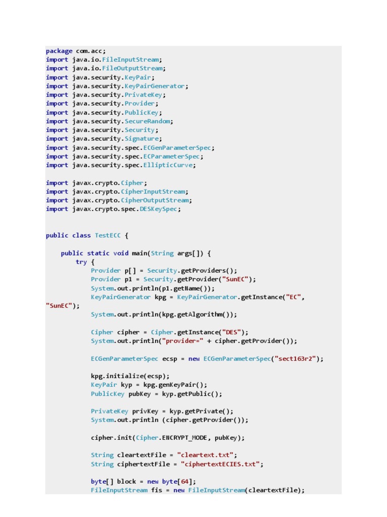 Java ECC Encryption & Decryption Guide | PDF | Cryptography | Boolean Data  Type