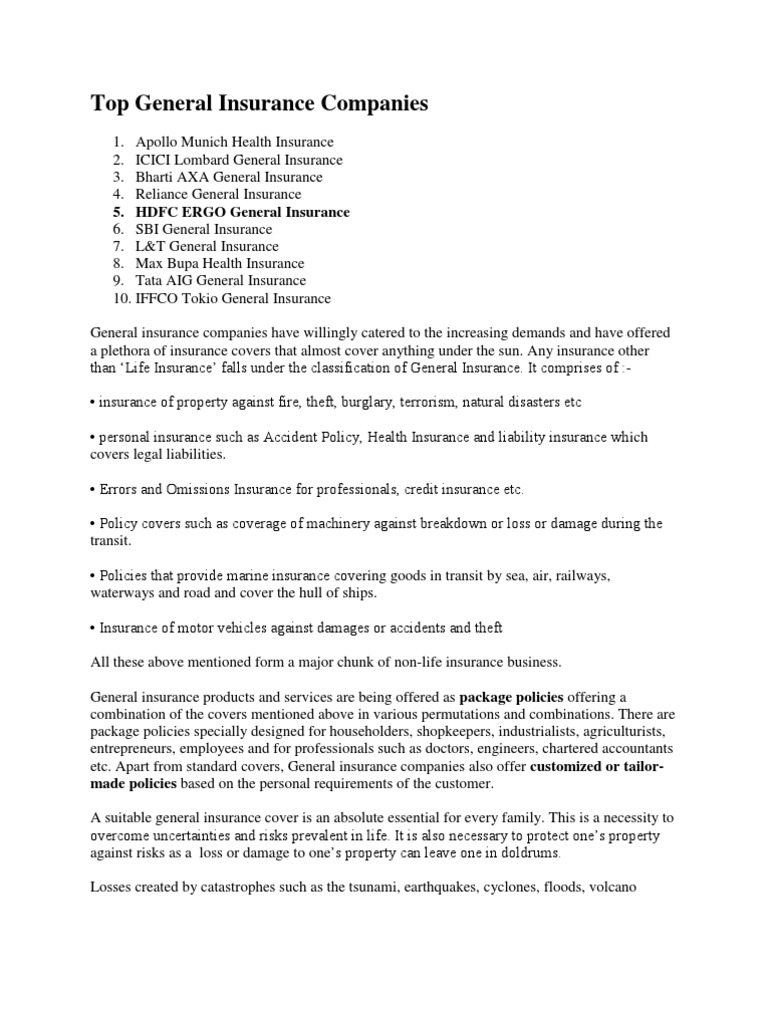 General Insurance Info PDF Insurance Service Industries
