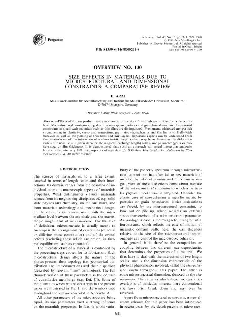 Size Effects in Materials Due To Microstructural and Dimens | PDF ...