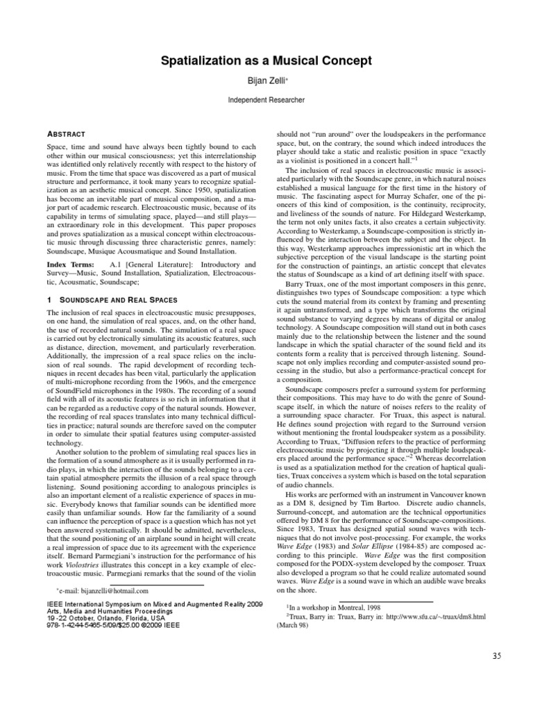 Spatiazation As Music Concept | PDF | Sound | Installation Art