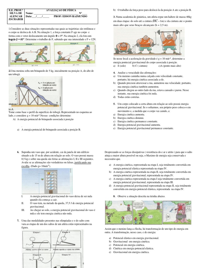Energia Potencial Gravitacional Exercicios Resolvidos 9 Ano
