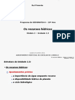 Geografia A 10º (Recursos Hídricos - Pontos Prévios) (RP)