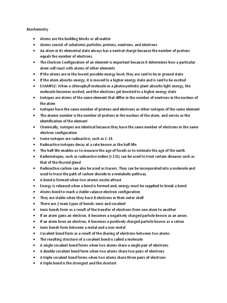 AP Biology Midterm: Biochemistry Guide | PDF | Chemical Polarity | Ph