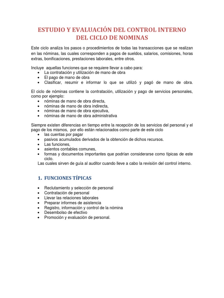 Auditoría del Ciclo de Nóminas | PDF | Contabilidad | Amortización ...