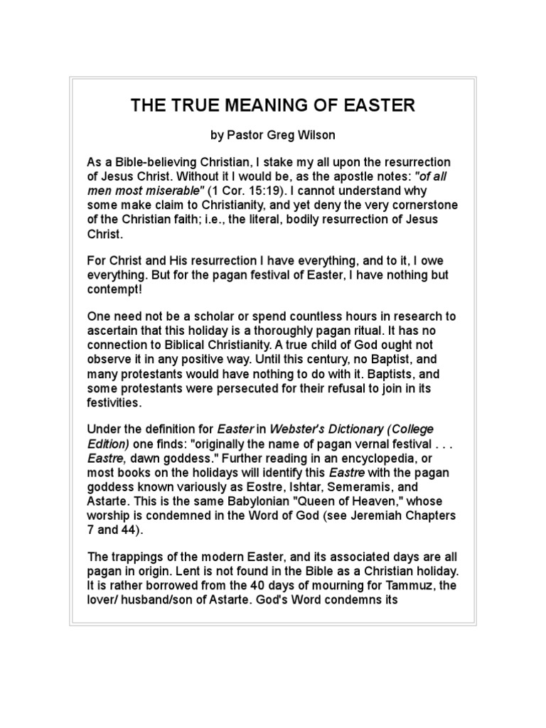 The True Meaning of Easter, PDF, Easter