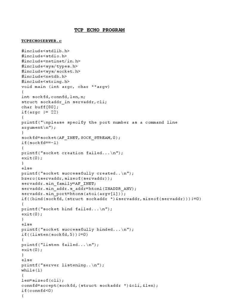 Network Lab Program Simulation Port Networking)