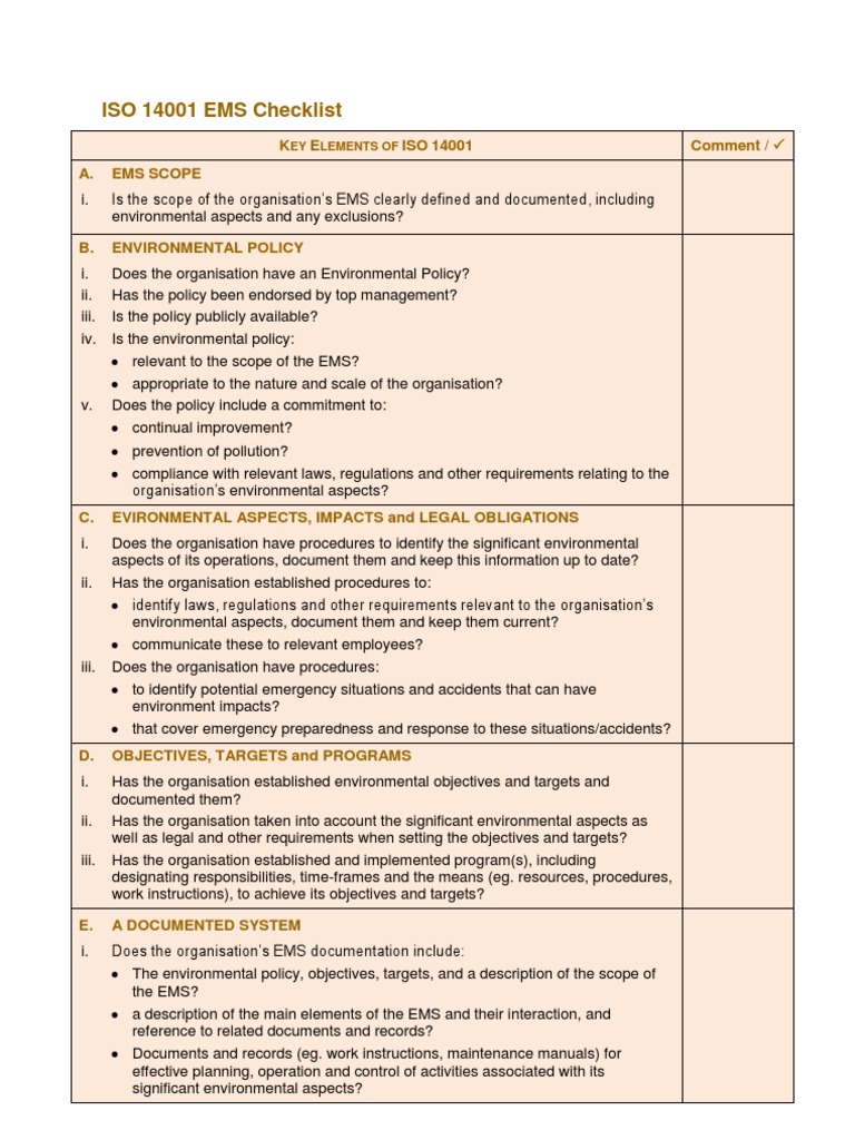 EMS Check List Audit Government