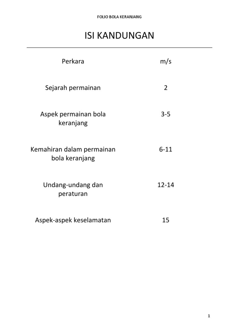 Folio Bola Keranjang