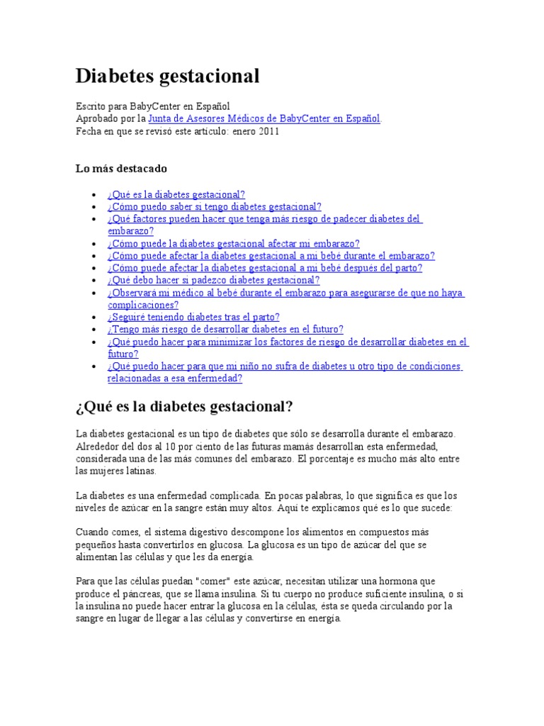Diabetes Gestasional Pdf