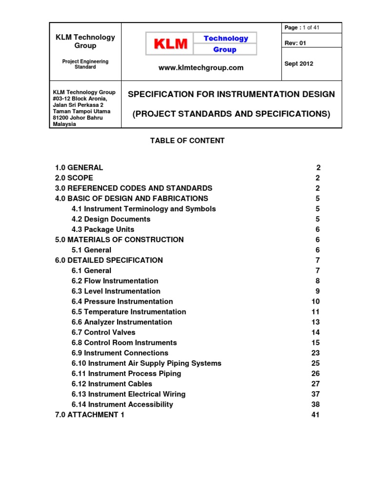 Instrumentation Design Specification Guide | PDF | Instrumentation ...