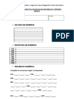 Prueba de Diagnostico de Educacion Matematica Tercero Basico