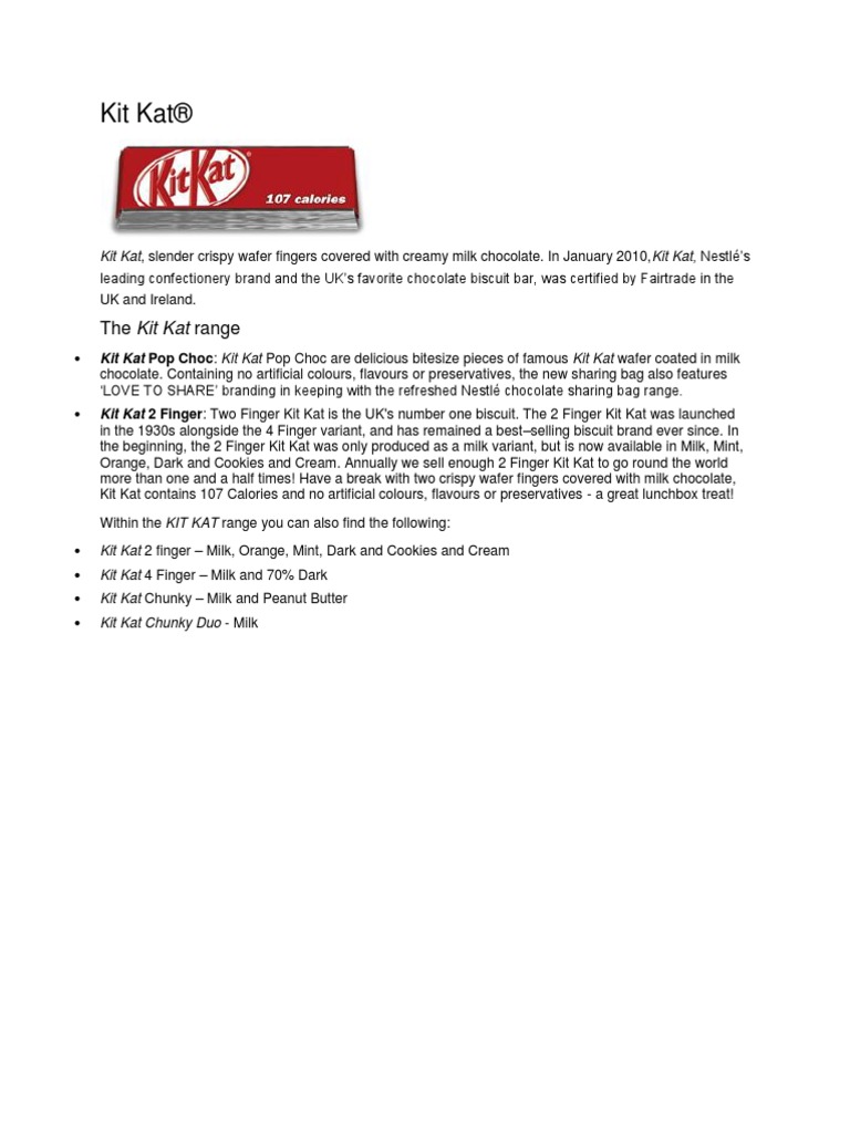 Kit Kat | PDF | Confectionery | Foods