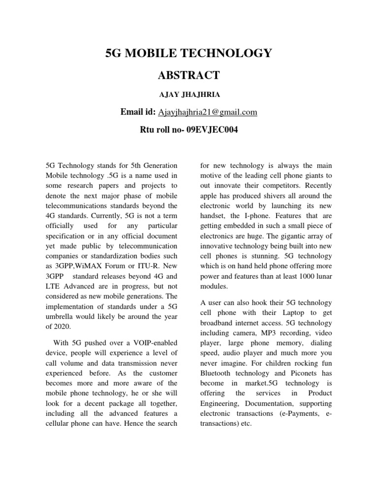 Overview of 5G Mobile Technology | PDF