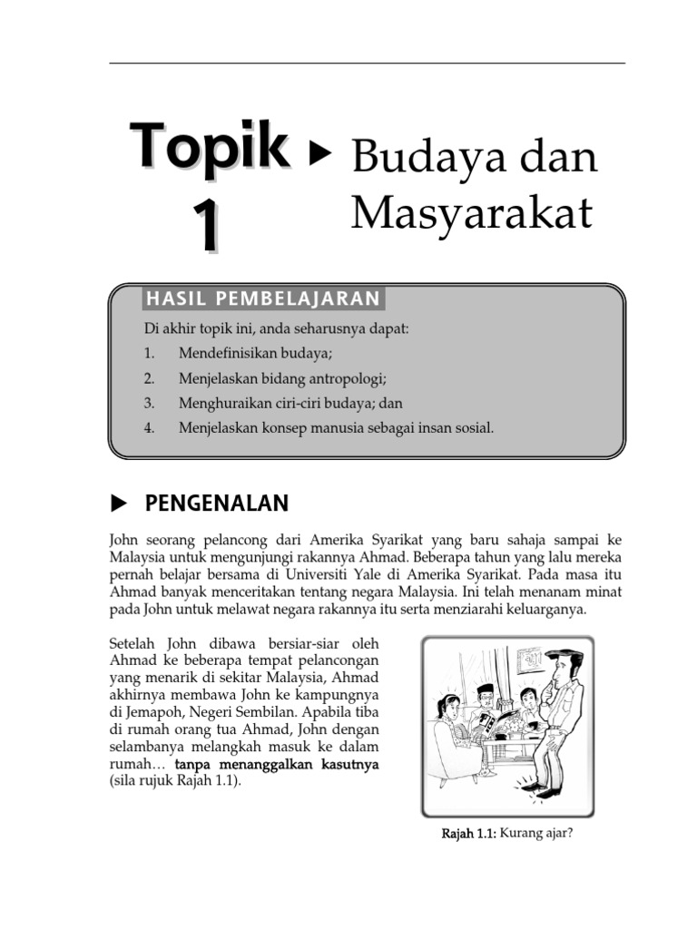 Topik 1 Budaya Dan Masyarakat Pdf