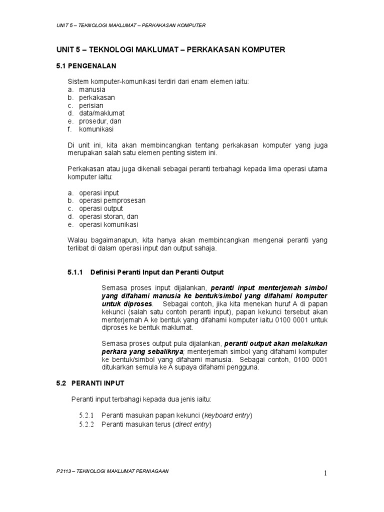 Peranti Input dan Output Komputer | PDF