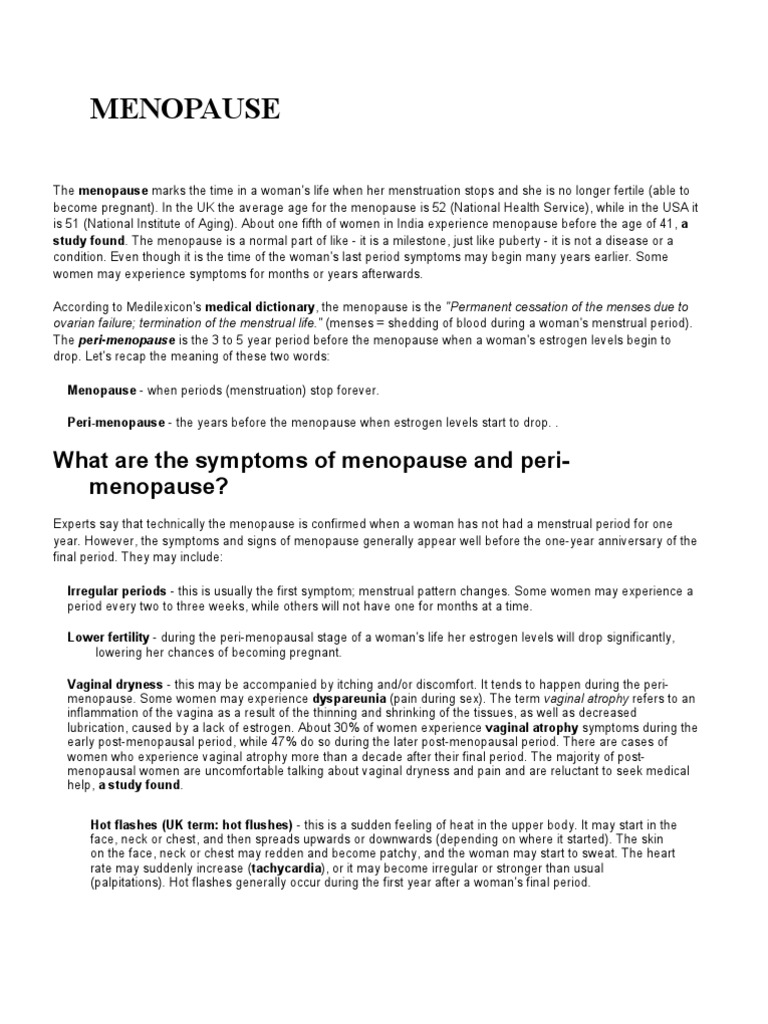 Menopause What Are The Symptoms of Menopause and PeriMenopause? PDF