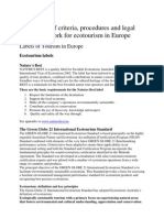 Review of Criteria, Procedures and Legal Framework For Ecotourism in Europe