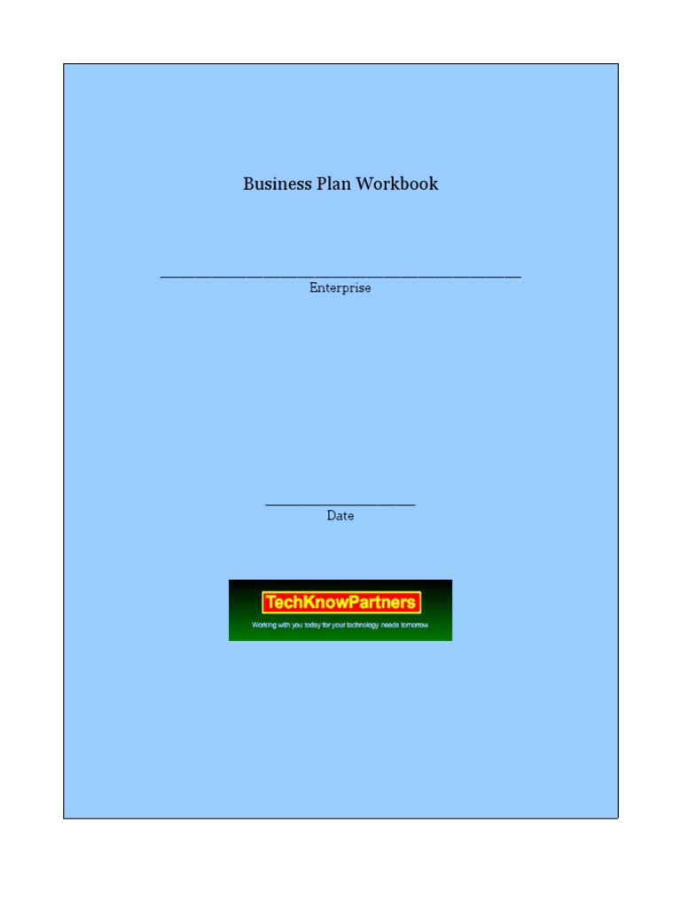 Business Plan Workbook PDF Business Plan Revenue