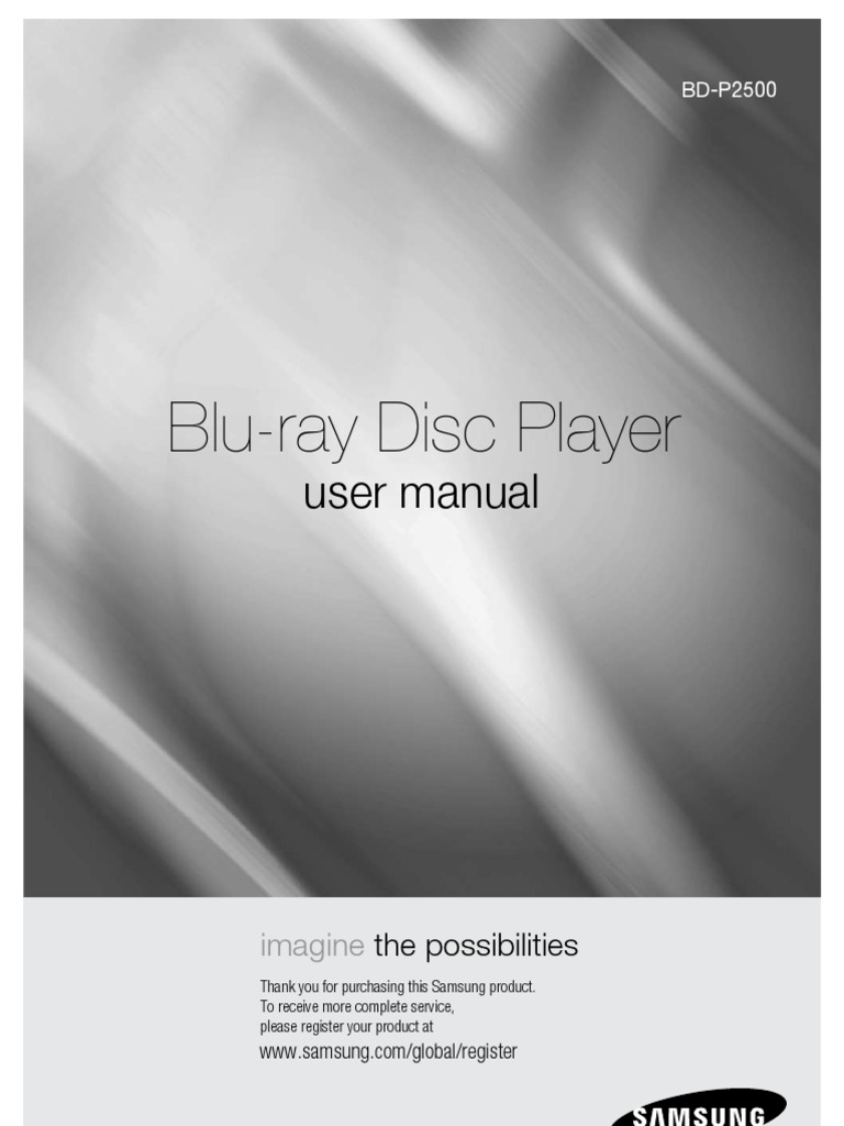 Samsung BDP2500 BluRay Disc Player PDF Blu Ray Compact Disc