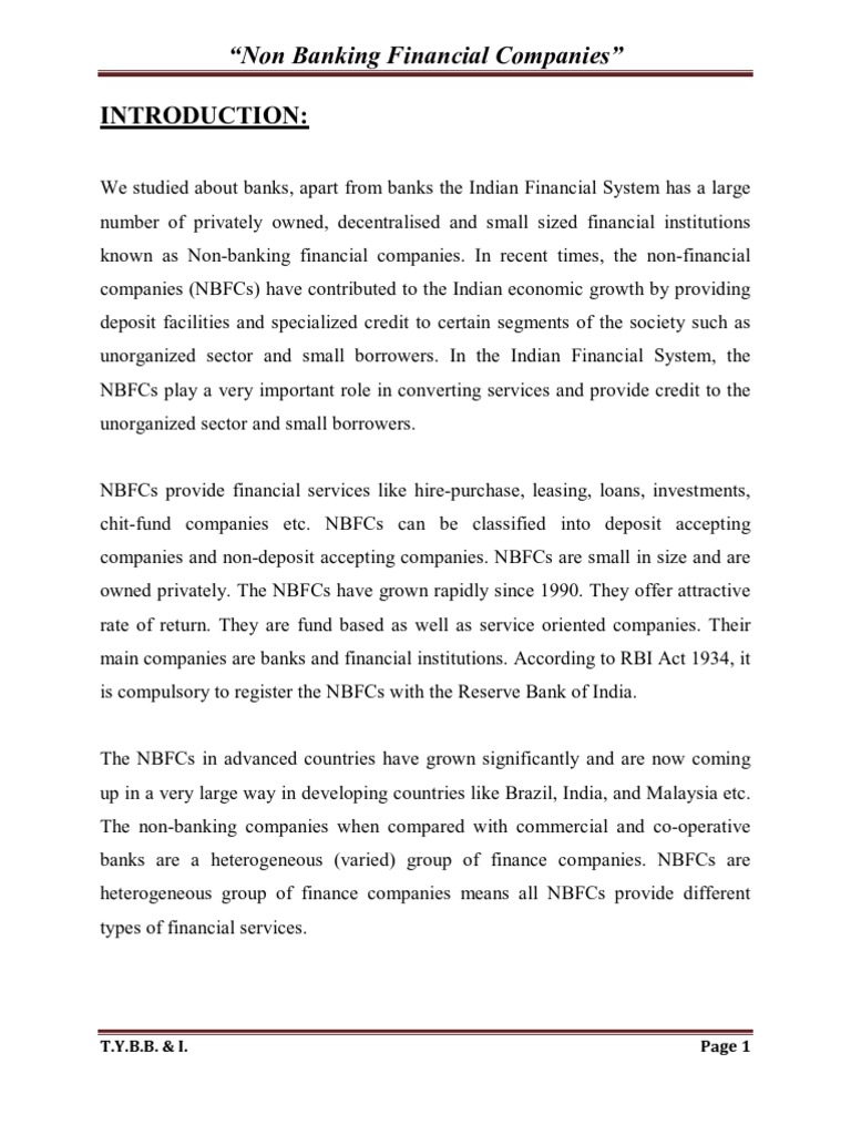 Project On NBFC | PDF