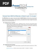 TechCorner 30 - Convert From ASCII To Ethernet or Serial in Just 15 Minutes!!