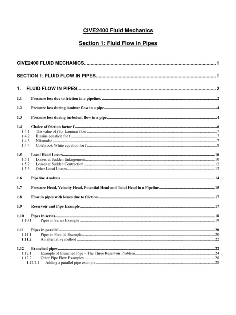 Fluid Flow Dynamics in Pipes | PDF | Reynolds Number | Fluid Mechanics