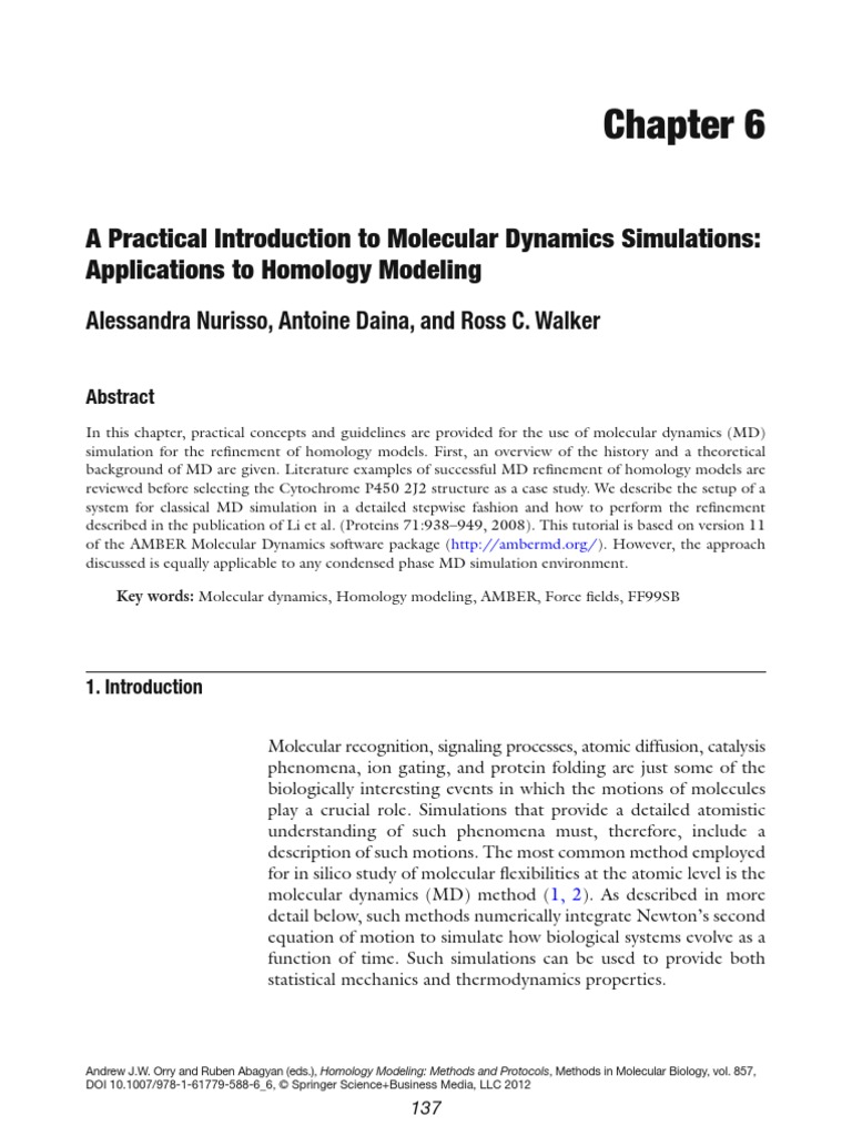 A Practical Introduction To Molecular Dynamics Simulations Applications ...