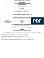 ALEXANDRIA REAL ESTATE EQUITIES INC 8-K (Events or Changes Between Quarterly Reports) 2009-02-20