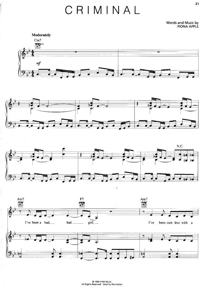 Fiona Apple Criminal Entertainment General